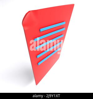 Rotes Dokument auf weißem Hintergrund isoliert - 3D Rendering Illustration Stockfoto