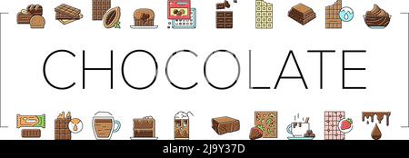 Chocolate Sweet Dessert And Drink Icons Set Vector Stock Vektor