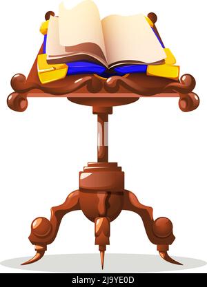 Altes Zauberbuch auf dem Tisch Cartoon-Konzept mit Spell-Vektor-Illustration Stock Vektor