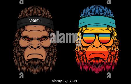 Bigfoot cool trägt ein Kopfband Vektor-Illustration Stock Vektor