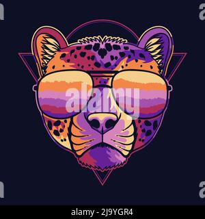 Cheetah bunt trägt eine Brillen Vektor-Illustration Stock Vektor