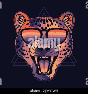 Cheetah wütend bunt trägt eine Brillen Vektor-Illustration Stock Vektor