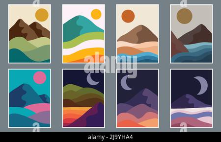 Abstrakte Vektorgrafik Berglandschaft Stock Vektor