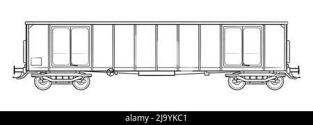 Eisenbahnfracht-Containerwagen - Darstellung des Vektormaterials. Stock Vektor