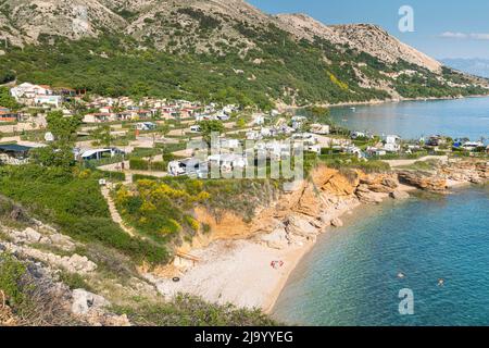 Camp in Stara Baska, Camp Skrila Stockfoto