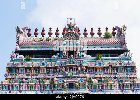 Blick auf Nord-Gopuram des Nataraja-Tempels, Chidambaram. Tamilnadu, Indien Stockfoto