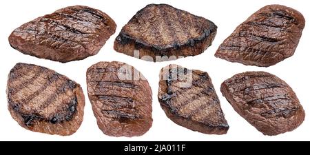 Gegrilltes Rindersteak auf weißem Hintergrund Stockfoto