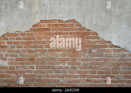 Alte verwitterte Ziegelwand Fragment Textur Hintergrund. Kopieren Sie Platz für Ihren Text. Stockfoto