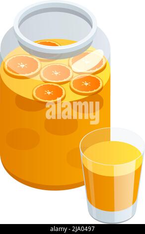 Glas und Glas selbstgemachte Limonade isometrisches Symbol auf weißem Hintergrund Vektorgrafik Stock Vektor