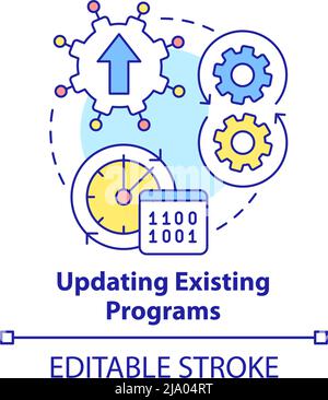 Symbol für das Konzept der Aktualisierung vorhandener Programme Stock Vektor