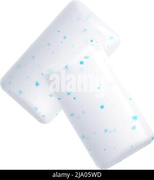 Bubble Gum realistische Zusammensetzung mit einem Paar Minze Kaugummi Vektor-Illustration Stock Vektor