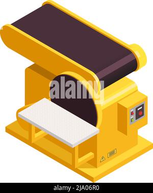 Sägewerk Holzwerk Holzfäller isometrische Zusammensetzung mit isoliertem Bild von elektrischen Gerät Vektor-Illustration Stock Vektor