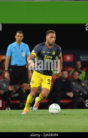 Cyriel Desserts (Feyenoord) Während der UEFA European Conference League 2021 2022 ' Spiel zwischen Roma 1-0 Feyenoord im Nationalstadion am 25. Mai 2022 in Tirana, Albanien. (Foto von Maurizio Borsari/AFLO) Stockfoto