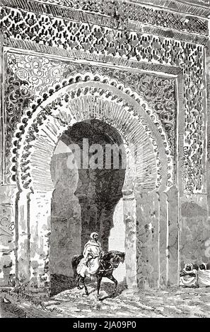 Bab el-Khemis-Tor, Meknes, Marokko. Nordafrika. Marokko von Edmondo de Amicis 1875. Le Tour du Monde 1879 Stockfoto