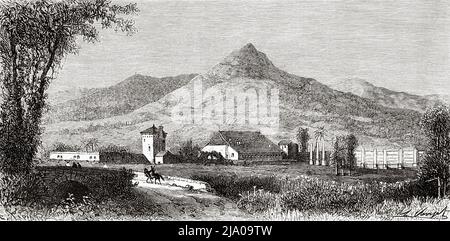 Befestigtes Lager Savane de Grand-Pré von Henri Christophe, Cap Haitien, Haiti. Karibik, Mittelamerika. Haiti von Edgar la Selve 1871. Le Tour du Monde 1879 Stockfoto