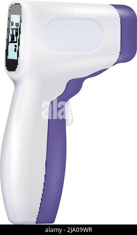 Berührungslose Infrarot-Thermometer realistische Zusammensetzung mit isoliertem Bild der modernen Thermometer-Pistole Vektordarstellung Stock Vektor