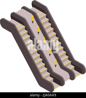 Isometrische leere U-Bahn-Rolltreppe auf weißem Hintergrund 3D Vektorgrafik Stock Vektor