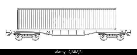 Eisenbahnfracht-Containerwagen - Darstellung des Vektormaterials. Stock Vektor