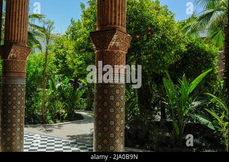 Dar El Bacha Museum der Zusammenflusse in Marrakesch. Es ist ein majestätisches Museum/Palast, der von der National Foundation of Museums verwaltet wird. Stockfoto