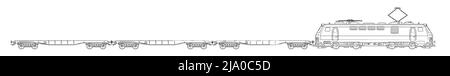 Elektrischer Güterzug – Darstellung des Vektormaterials. Stock Vektor