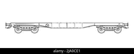 Offener Waggon für Schienengüterverkehr - Darstellung des Vektormaterials. Stock Vektor