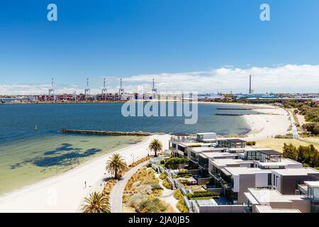 Blick über Port Phillip Bay in Melbourne, Australien Stockfoto