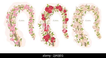Ein Satz von schönen Rahmen mit schönen Rosen Stock Vektor