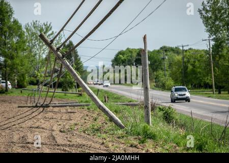 Der Sturm war so stark, dass er mehrere Energiestationen in der Region durchbrach. Stockfoto