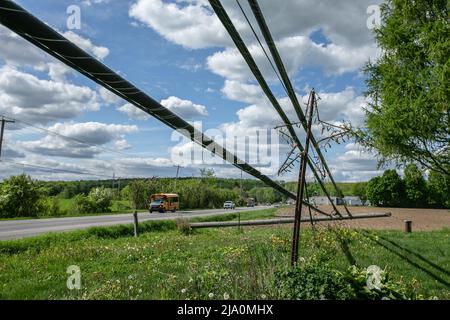 Der Sturm war so stark, dass er mehrere Energiestationen in der Region durchbrach. Stockfoto