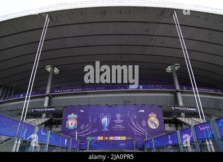 Eine allgemeine Sicht auf das Stade de France in Paris vor dem Finale der UEFA Champions League am Samstag. Bilddatum: Donnerstag, 26. Mai 2022. Stockfoto