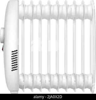 Realistische Zusammensetzung der Heizungen mit isoliertem Bild des elektrischen Ölheizers auf leerer Vektorgrafik im Hintergrund Stock Vektor