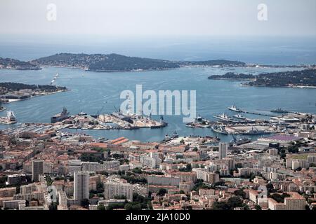 Toulon Bay Area ab Mont Faron Stockfoto