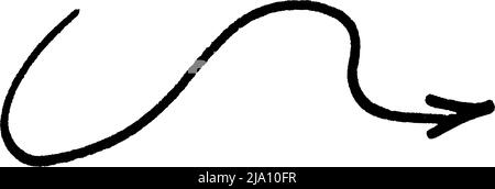 Pinselstrich-Pfeil glätten. Handgezeichneter Zeiger. Stock Vektor