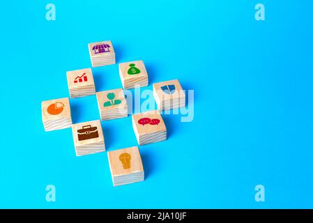 Struktur eines erfolgreichen Unternehmens. Effektive Organisation. Ein neues Paradigma. Management des Unternehmertums. Verbesserung des Investitionsklimas. Business-Tools Stockfoto