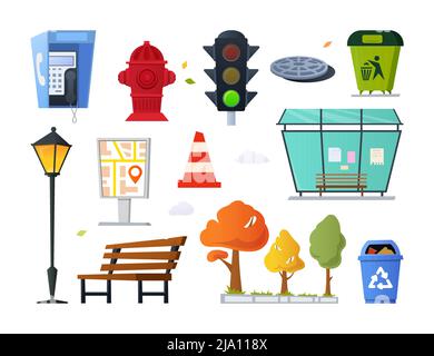 Parks und Erholungsgebiete - Symbole im flachen Design Stock Vektor