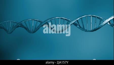 Abbildung des Makros der blauen 3D dna-Strangspinnerei Stockfoto