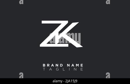 ZK Alphabet Buchstaben Initialen Monogramm Logo Stock Vektor