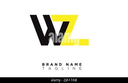 WZ Alphabet Buchstaben Initialen Monogramm Logo Stock Vektor