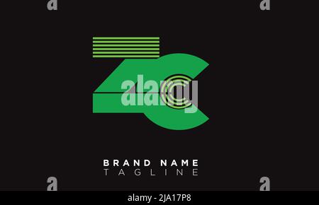 ZC Alphabet Buchstaben Initialen Monogramm Logo Stock Vektor