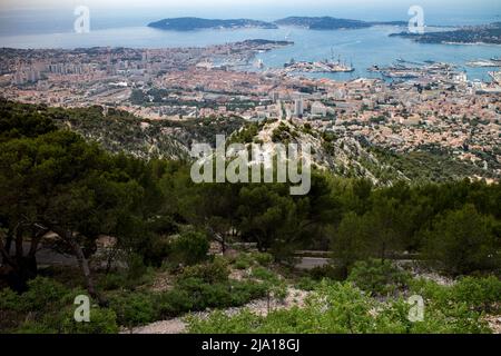 Toulon Bay Area ab Mont Faron Stockfoto