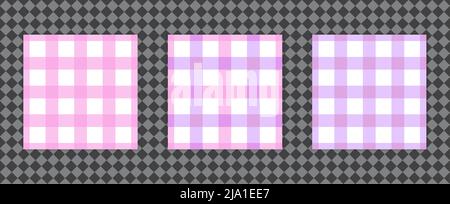 Gingham Muster Set Nahtlose vichy Karo karierte Grafik für Schal, Tischdecke, Verpackung, Verpackung oder andere moderne dekorative Sommer Stoff Mode de Stock Vektor