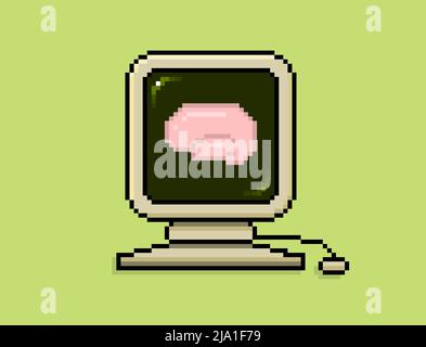 Eine Illustration eines Konzepts der künstlichen Intelligenz für Computer und Gehirn, das maschinelles Lernen darstellt Stockfoto