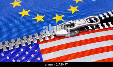 Zusammenarbeit zwischen den USA und der EU Stockfoto