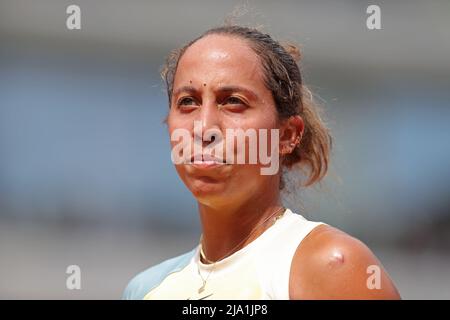 Paris, Frankreich: 26.. Mai 2022; Roland Garros, Paris, Frankreich: French Open Tennisturnier: Madison Keys (USA) heute in Aktion Stockfoto