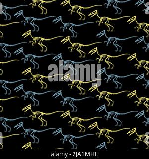 Nahtloses Vektor-Muster mit Dinosaurier-Skelett. Stock Vektor