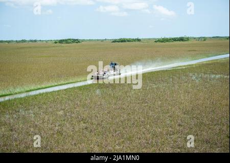 Stock-Bilder von Everglades National Park, Florida - Airboats fliegen über den Everglades National Park. Everglades Airboat Tours Glide und Guide throug Stockfoto