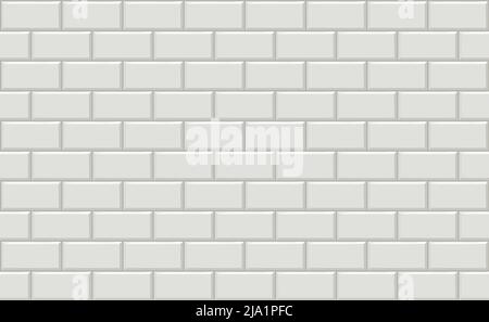 U-Bahn-Fliesen horizontal weiß Hintergrund U-Bahn-Backstein-Dekor nahtlose Muster für Küche, Bad oder im Freien Architektur Vektor Illustration Hochglanz b Stock Vektor