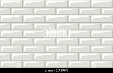 U-Bahn-Fliesen horizontal weiß Hintergrund U-Bahn-Backstein-Dekor nahtlose Muster für Küche, Bad oder im Freien Architektur Vektor Illustration Hochglanz b Stock Vektor