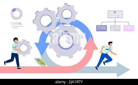 Agile Entwicklungsentscheidungen Methodik Geschäftskonzept Agiler Lebenszyklus für Softwareentwicklungsdiagramm effektive Teamarbeit für Projektsprint Stock Vektor