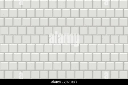 U-Bahn-Fliesen horizontal weiß Hintergrund U-Bahn-Backstein-Dekor nahtlose Muster für Küche, Bad oder im Freien Architektur Vektor Illustration Hochglanz b Stock Vektor